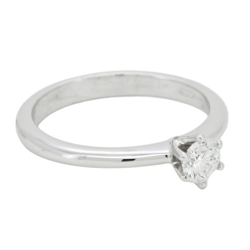Anello Solitario Diamante Modello Tiffany 6VM ct 0,31 F VS2  VG EX VG GIA1368744159 laser Oro Bianco 18 kt 3,24 gr