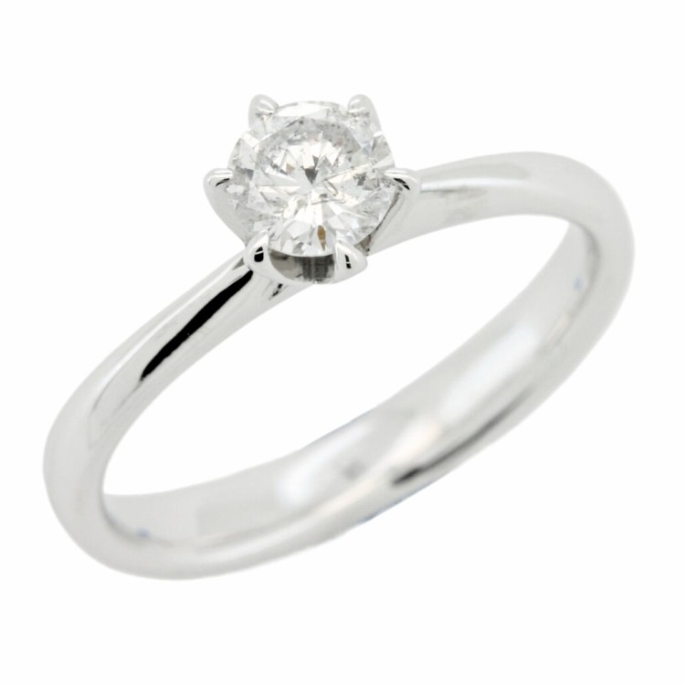 Anello Solitario Diamante Modello Tiffany 6VS ct 0,43 G SI2  Oro Bianco 18kt 3,65 gr