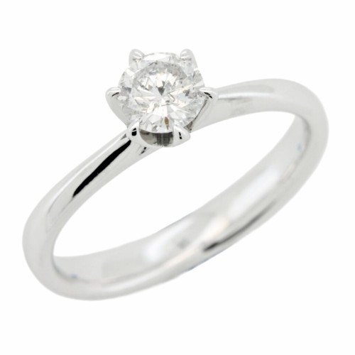 Anello Solitario Diamante Modello Tiffany 6VS ct 0,43 G SI2  Oro Bianco 18kt 3,65 gr