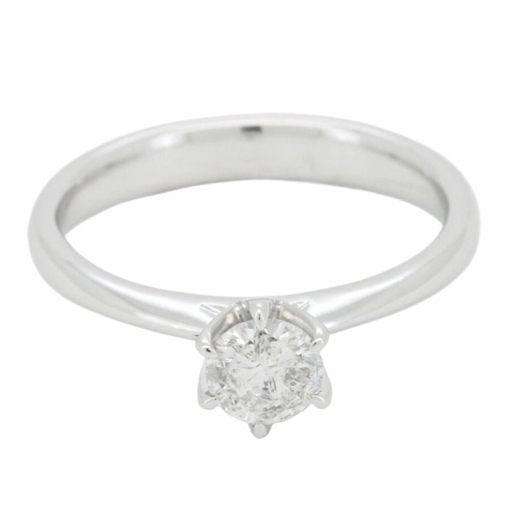 Anello Solitario Diamante Modello Tiffany 6VS ct 0,43 G SI2  Oro Bianco 18kt 3,65 gr