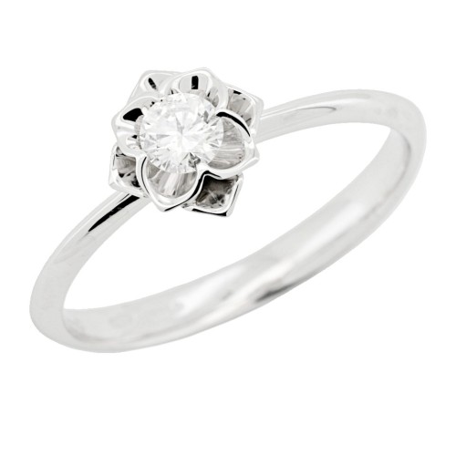 Anello Solitario Diamante Victory ct 0,18 F VS Oro Bianco 18 kt 2,36 gr