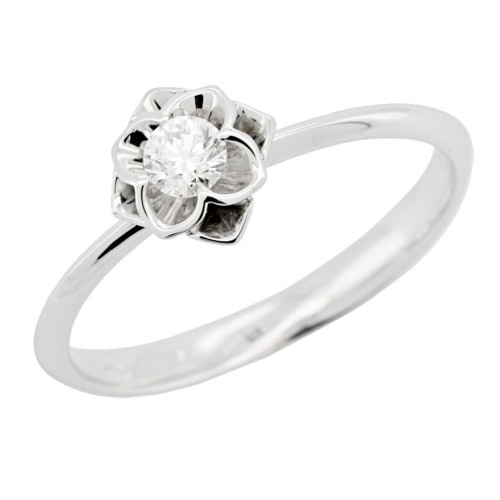 Anello Solitario Diamante Victory ct 0,15 F VS Oro Bianco 18 kt 2,36 gr