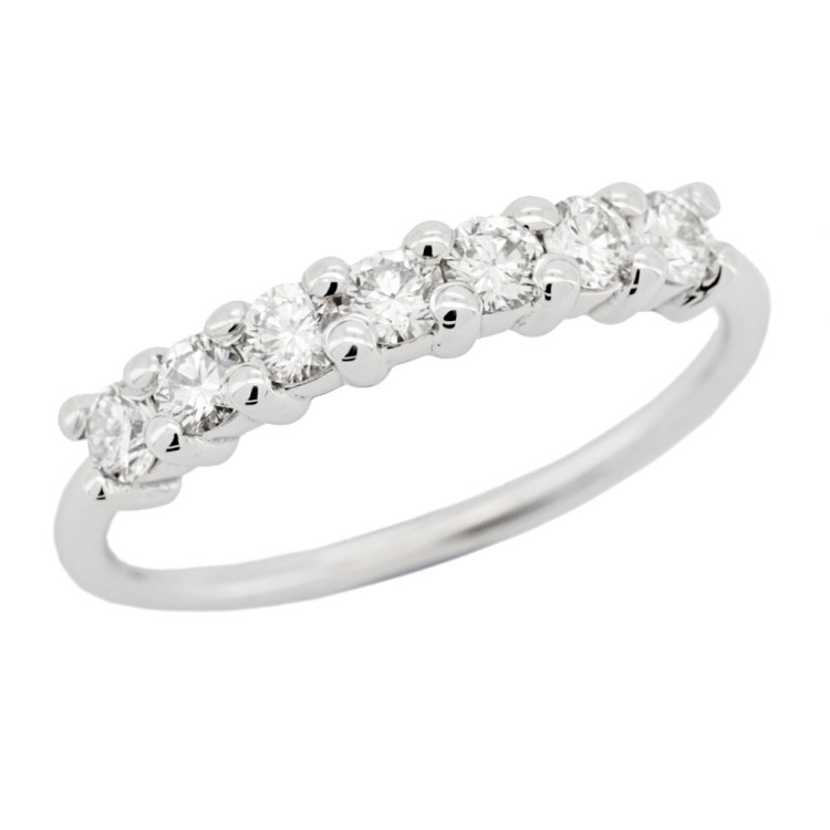 Fedina Riviere Diamanti ct 0,46 F VS2 misura 3,3 mm n° 7 pietre Oro Bianco 18 kt 2,39 gr