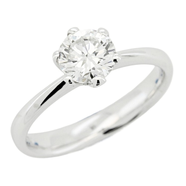 Anello Solitario Diamante Modello 4V ct 1,00 G VS2  Oro 18 kt
