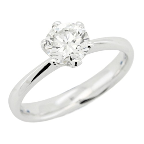 Anello Solitario Diamante Modello T 6VS ct 1,00 G VS2 Oro Bianco 18 kt 3,94 gr