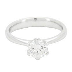 Anello Solitario Diamante Modello 4V ct 1,00 G VS2  Oro 18 kt 2