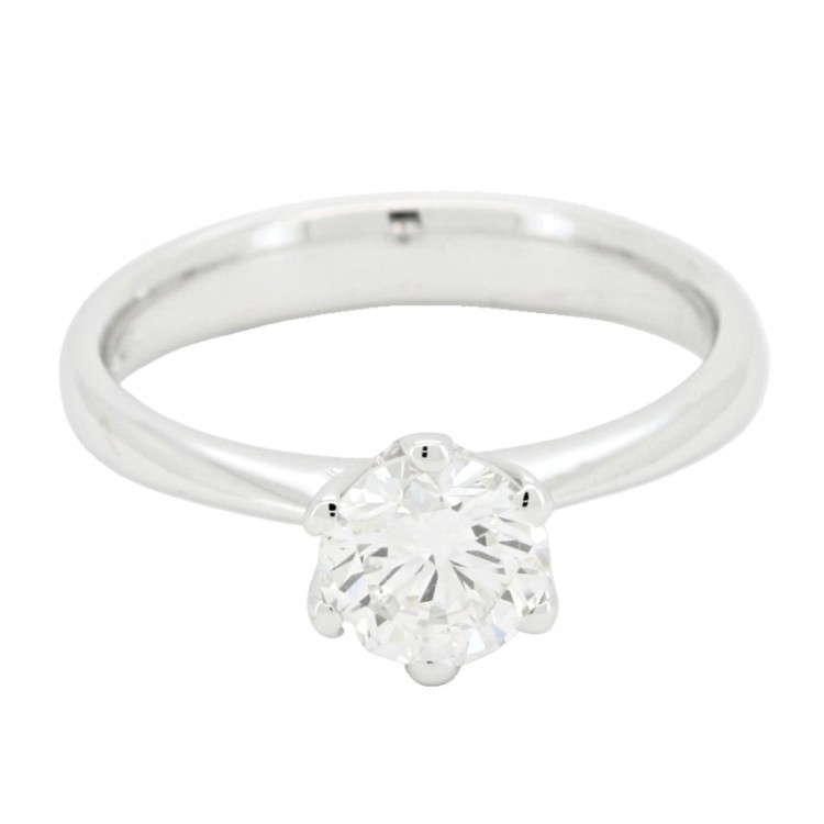 Anello Solitario Diamante Modello 4V ct 1,00 G VS2  Oro 18 kt