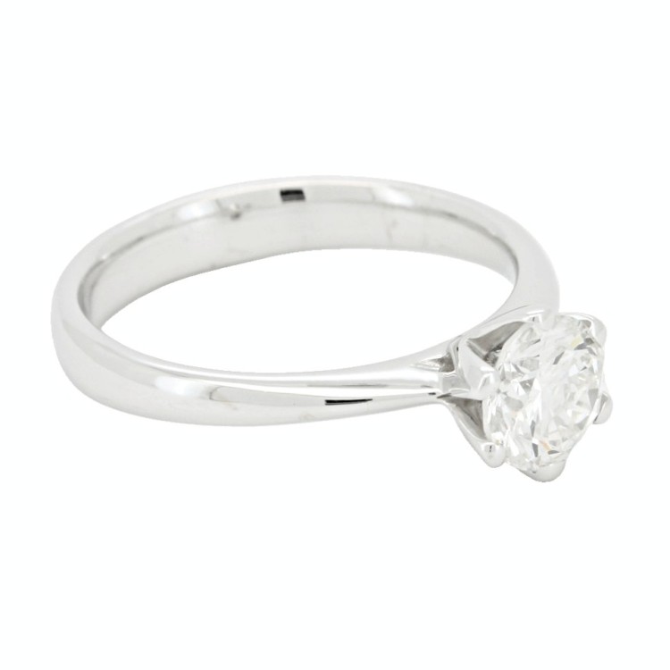 Anello Solitario Diamante Modello 4V ct 1,00 G VS2  Oro 18 kt