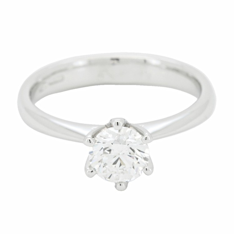 Anello Solitario Diamante ct 0,80 + 0,14 Oro 18 kt