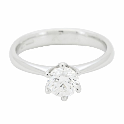 Anello Solitario Diamante ct 0,80 + 0,14 Oro 18 kt