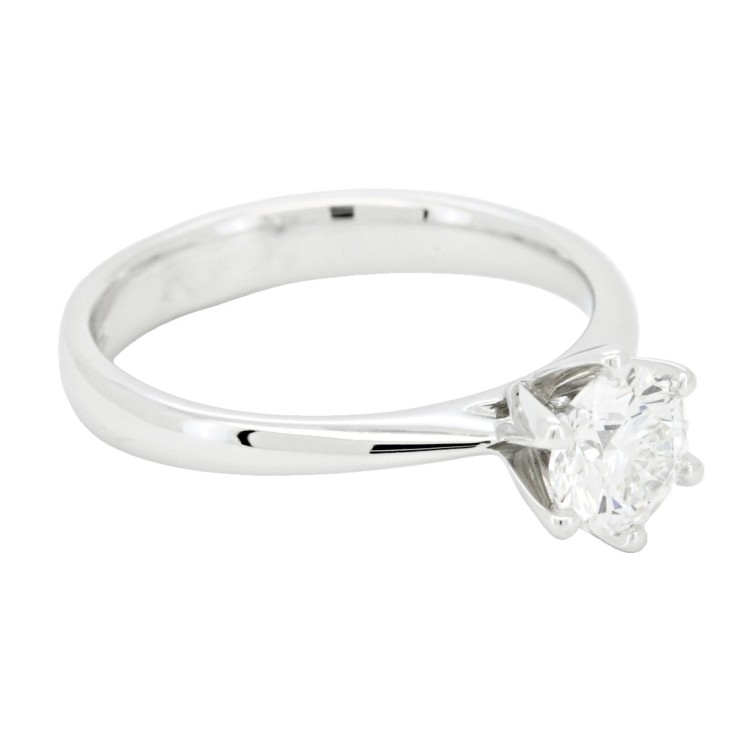 Anello Solitario Diamante ct 0,80 + 0,14 Oro 18 kt
