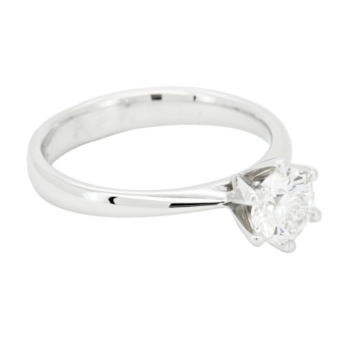 Anello Solitario Diamante Modello T 6VS ct 0,81 E VS1 EX EX VG IGI laser Oro 18 kt 3,50 gr