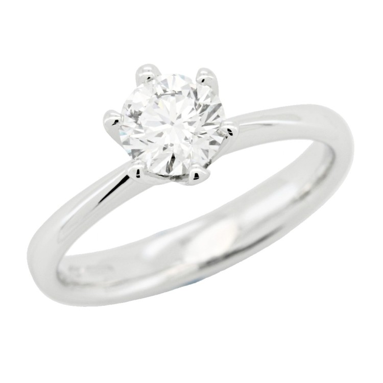 Anello Solitario Diamante ct 0,80 + 0,14 Oro 18 kt