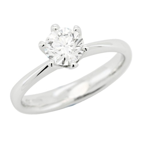 Anello Solitario Diamante ct 0,80 + 0,14 Oro 18 kt