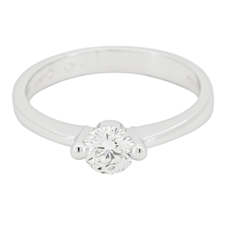 Anello Solitario Diamante taglio a Brillante ct 0,50 G VS1 Taglio Leo Cut in Oro Bianco 18 kt 3,28 gr