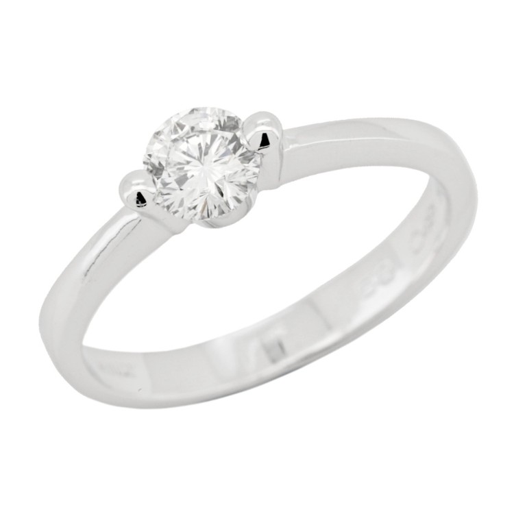 Anello Solitario Diamante taglio a Brillante ct 0,50 G VS1 Taglio Leo Cut in Oro Bianco 18 kt 3,28 gr