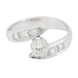 Anello Solitario Diamante ct 0,42 + 0,27 Oro 18 kt 2