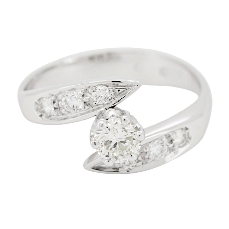 Anello Solitario Diamante ct 0,42 + 0,27 Oro 18 kt