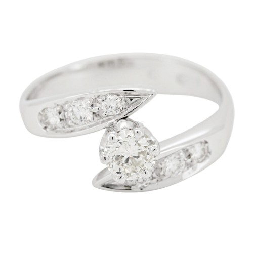 Anello Solitario Diamante ct 0,42 + 0,27 Oro 18 kt