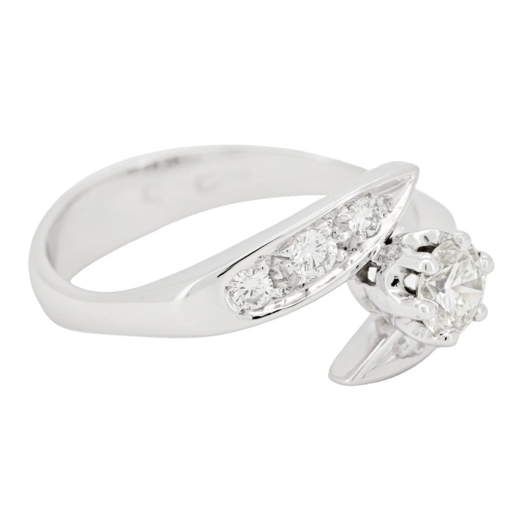 Anello Solitario Diamante ct 0,42 + 0,27 Oro 18 kt