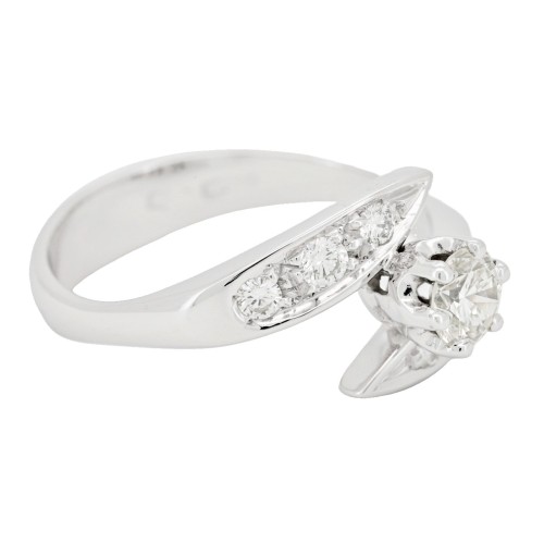 Anello Solitario Diamante ct 0,42 + 0,27 Oro 18 kt
