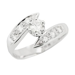 Anello Solitario Diamante ct 0,42 + 0,27 Oro 18 kt