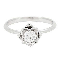 Anello Solitario Diamante ct 0,37 + 0,06 Oro 18 kt 2