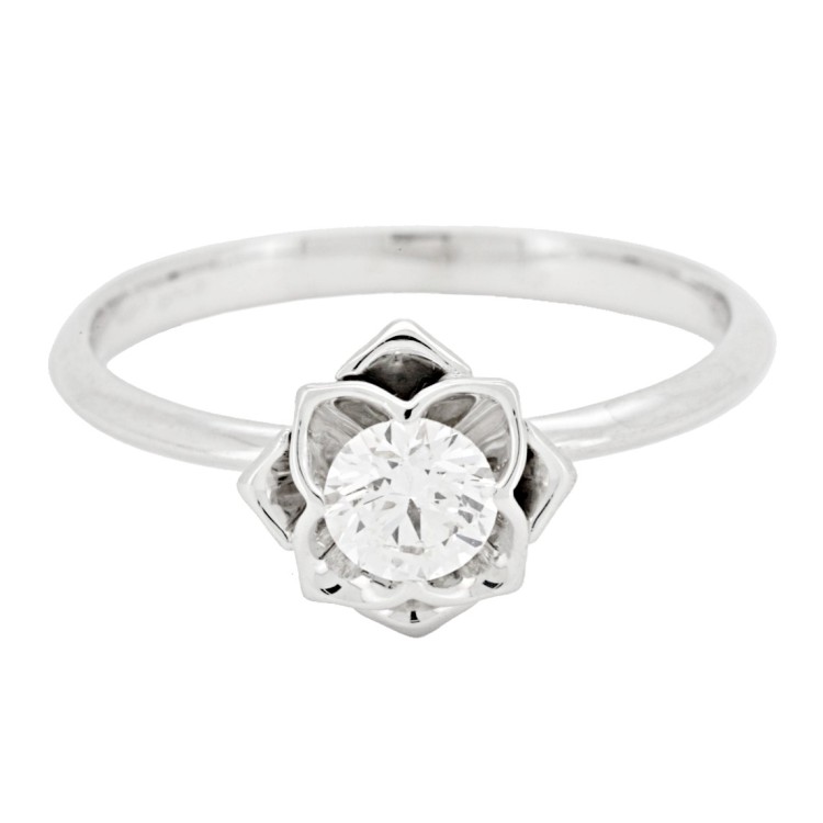 Anello Solitario Diamante ct 0,37 + 0,06 Oro 18 kt