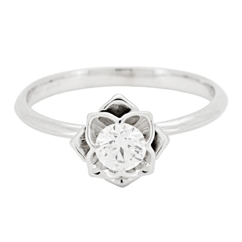 Anello Solitario Diamante ct 0,37 + 0,06 Oro 18 kt