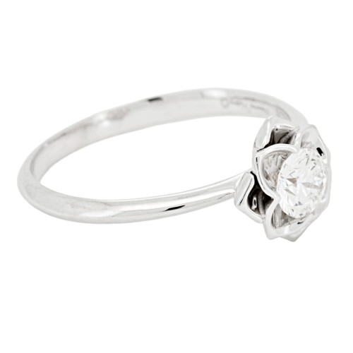 Anello Solitario Diamante ct 0,37 + 0,06 Oro 18 kt