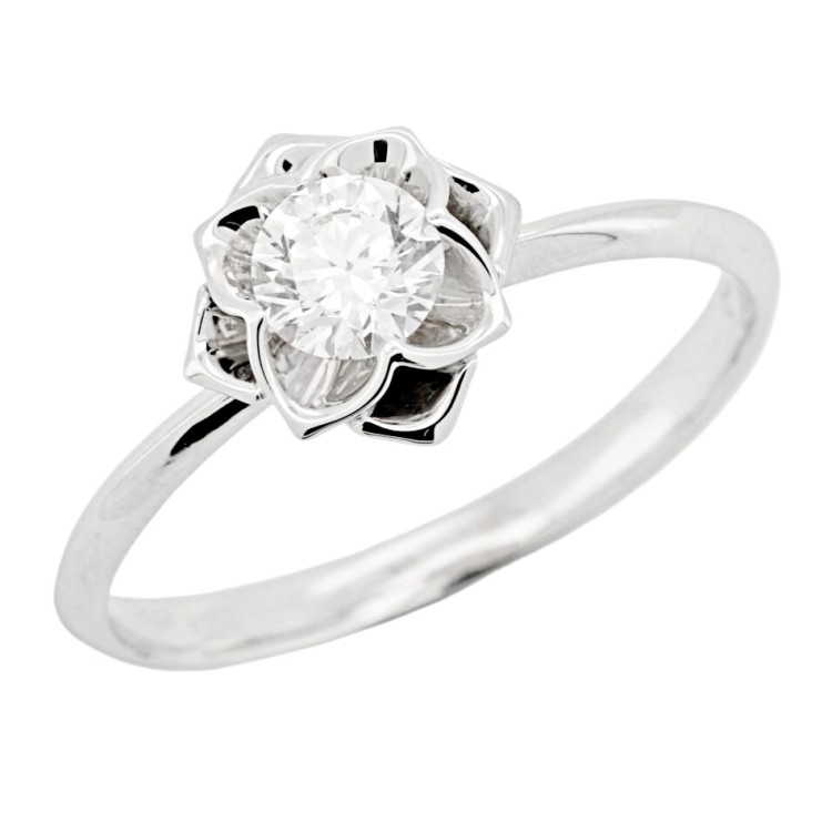 Anello Solitario Diamante ct 0,37 + 0,06 Oro 18 kt