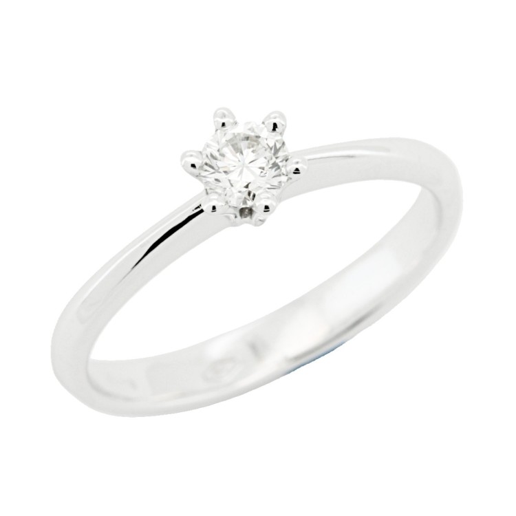 Anello Solitario Diamante ct 0,24 Oro 18 kt
