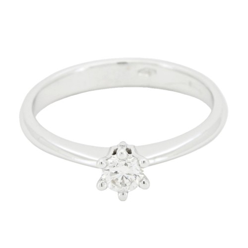 Anello Solitario Diamante 4VIN ct 0,24 E VVS in Oro Bianco 750 18 kt 2,73 gr