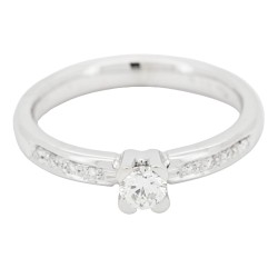 Anello Solitario Diamante ct 0,25 + 0,05 Oro 18 kt 2