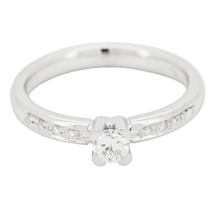 Anello Solitario Diamante ct 0,25 + 0,05 Oro 18 kt