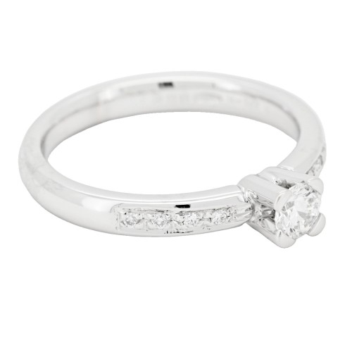 Anello Solitario Diamante ct 0,25 + 0,05 Oro 18 kt