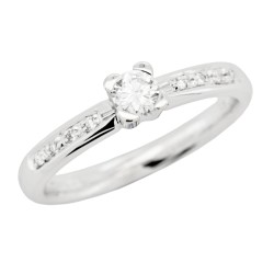 Anello Solitario Diamante ct 0,25 + 0,05 Oro 18 kt