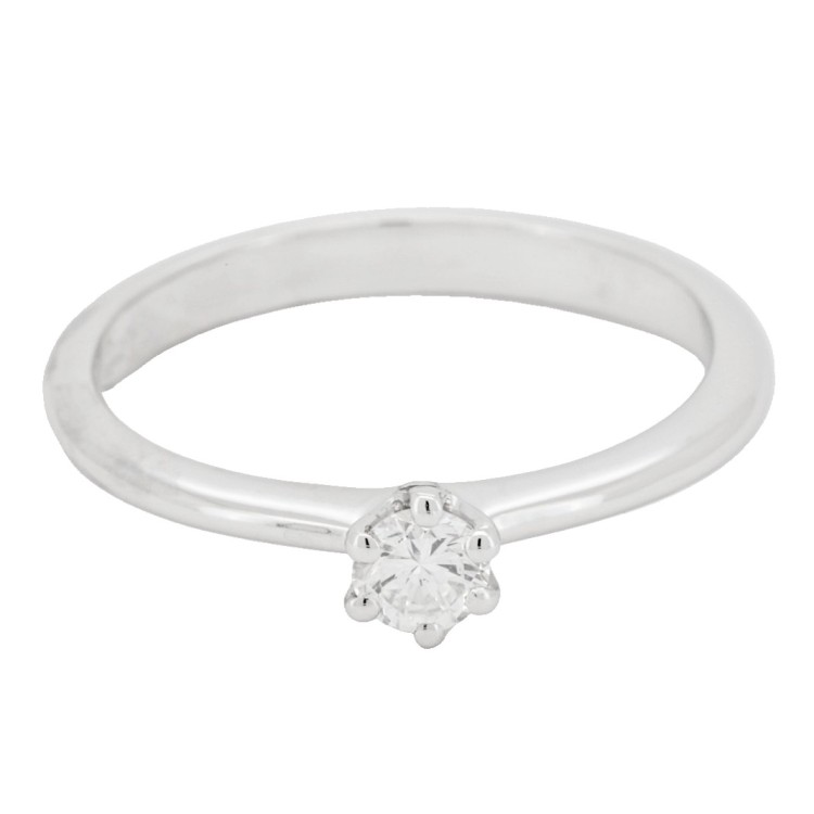 Anello Solitario 6GV Diamante ct 0,21 F SI1 Oro Bianco 750 18 kt 2,85 gr