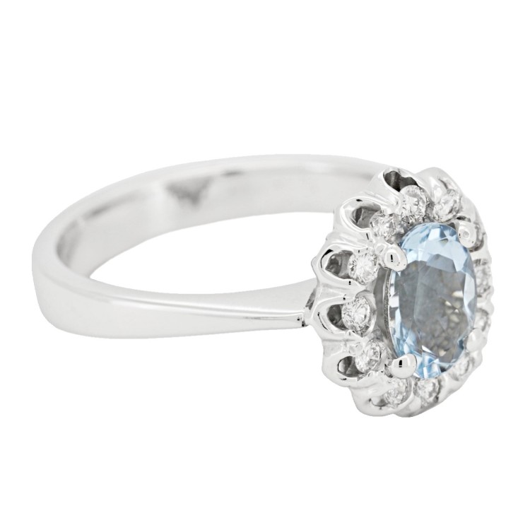 Anello Margherita Zaffiro Diamanti ct 0,24 Oro 18 kt