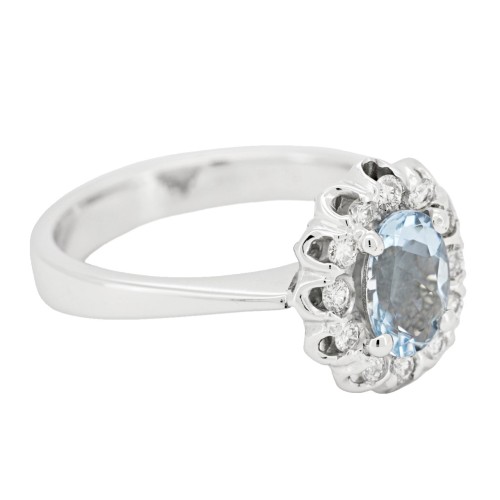 Anello Margherita Zaffiro Diamanti ct 0,24 Oro 18 kt