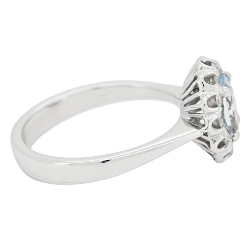 Anello Margherita Zaffiro Diamanti ct 0,24 Oro 18 kt