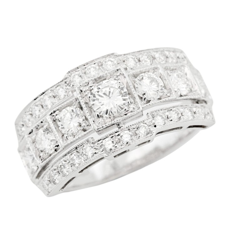 Anello Fascia Diamanti ct 0,98 + 0,22 Oro 18 kt