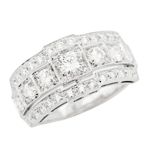 Anello Fascia Diamanti ct 0,98 + 0,22 Oro 18 kt