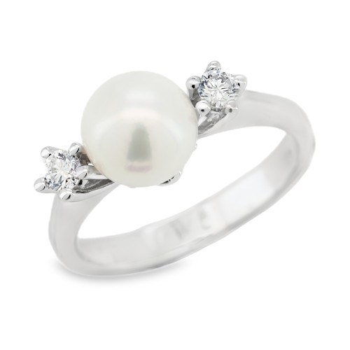ANELLO Perla Diamanti ct 0,20 Oro 18 kt