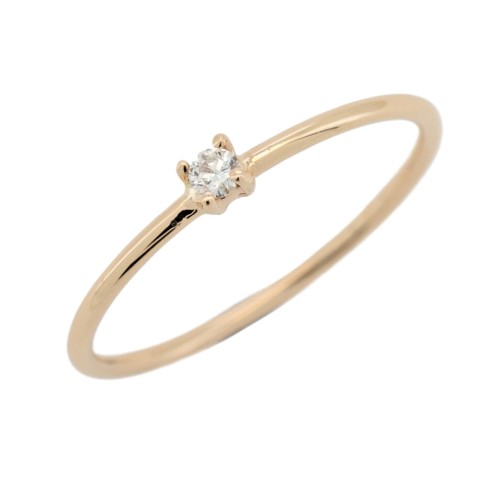Anello Solitario Diamante modello U2R  ct 0,04 F VS2 con gambo a filo rotondo Oro Rosa 18 kt 1,05 gr