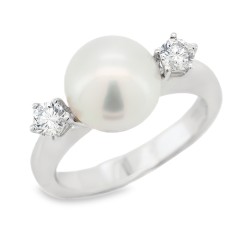 ANELLO Perla Diamanti ct 0,34 Oro 18 kt