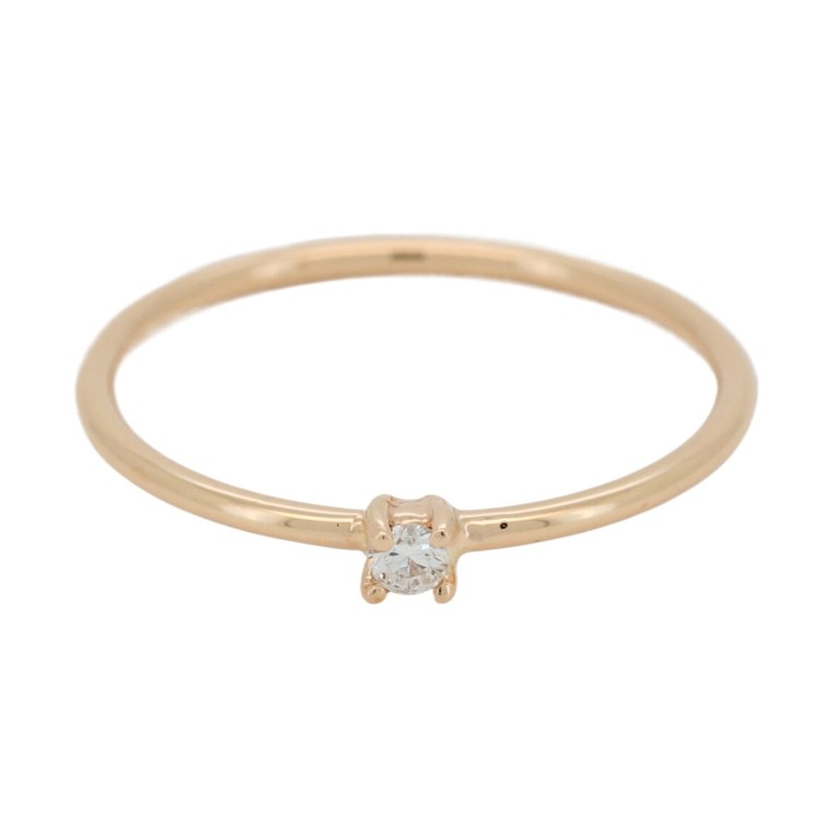 Anello Solitario Diamante modello U2R  ct 0,04 F VS2 con gambo a filo rotondo Oro Rosa 18 kt 1,05 gr