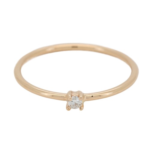 Anello Solitario Diamante modello U2R  ct 0,04 F VS2 con gambo a filo rotondo Oro Rosa 18 kt 1,05 gr