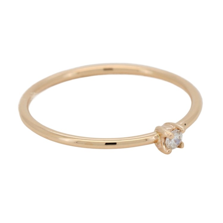 Anello Solitario Diamante modello U2R  ct 0,04 F VS2 con gambo a filo rotondo Oro Rosa 18 kt 1,05 gr