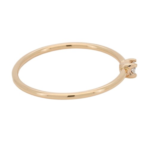 Anello Solitario Diamante modello U2R  ct 0,04 F VS2 con gambo a filo rotondo Oro Rosa 18 kt 1,05 gr